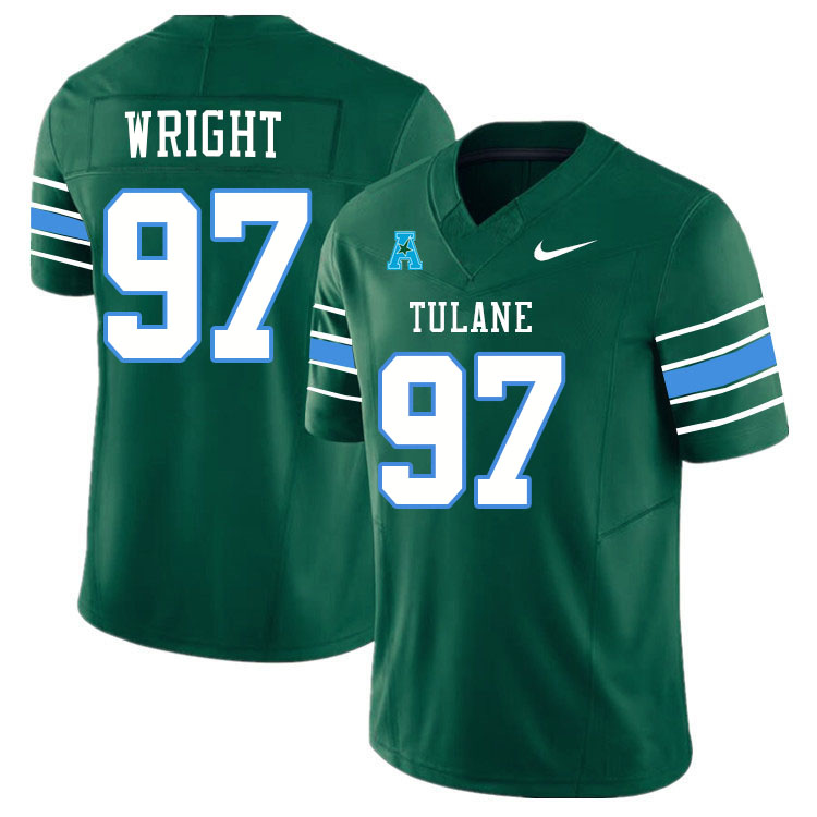 #97 Ryan Wright Tulane Green Wave Jersey College Football Uniforms,Apparels Stitched-Green